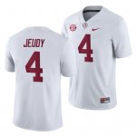 Men's Alabama Crimson Tide #4 Jerry Jeudy White 2019 NCAA Away Game College Football Jersey 2403ZAQY2